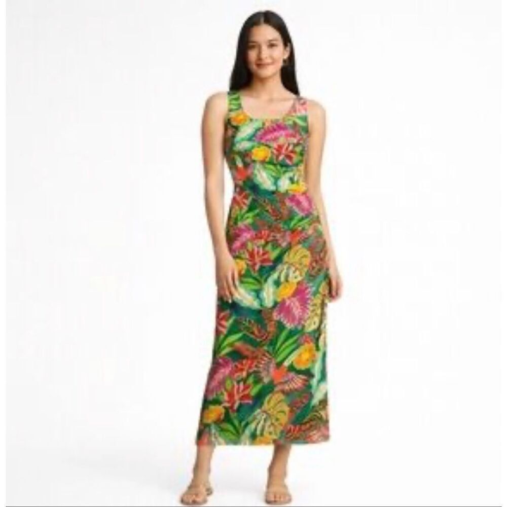 Tropical Floral Maxi Dress in Green